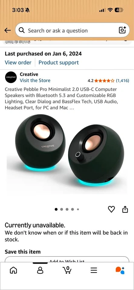 Creative Pebble Pro USB-C Bluetooth Speakers RGB