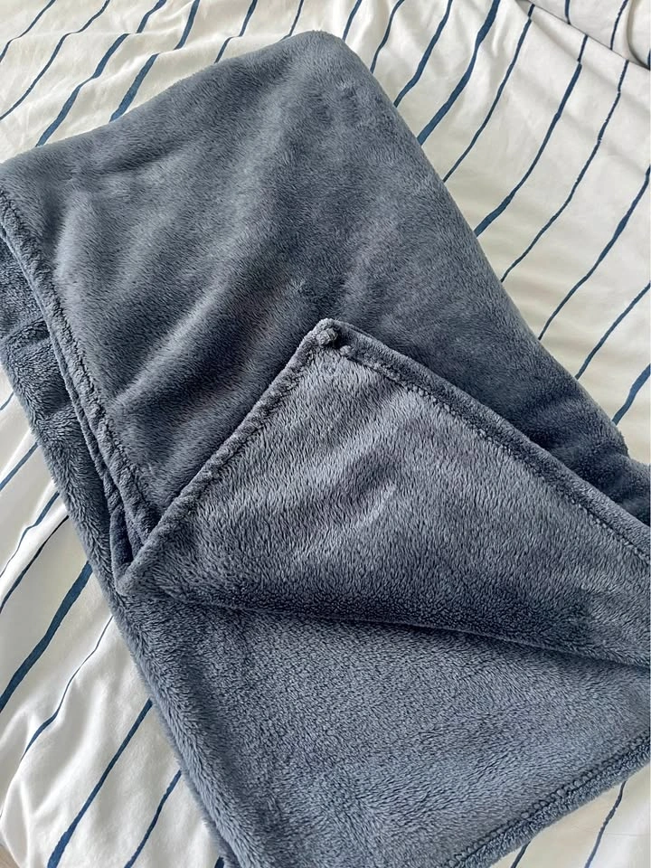 Grey warm soft fluffy throw blanket