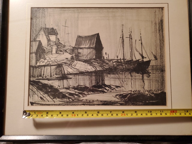 Joseph Purcell Original Charcoal Drawing 1950's