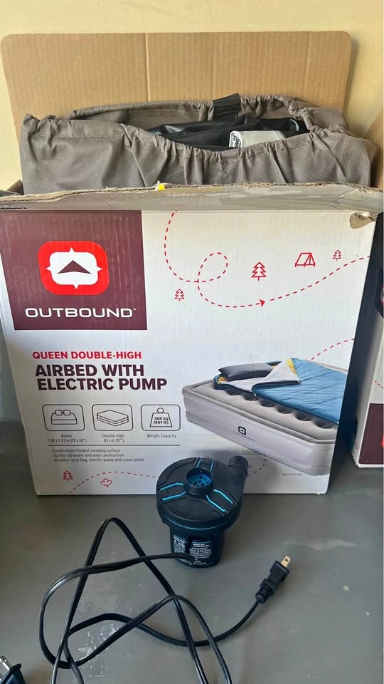 Outbound Queen Double-High Airbed w/ Electric Pump | Sage Hill N