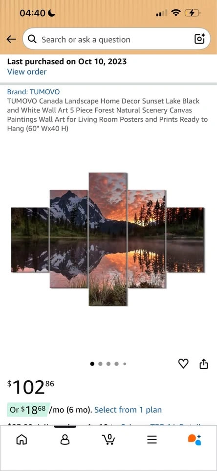 5-Piece Sunset Lake Canvas Wall Art - Sage Hill NW Calgary - photo 2