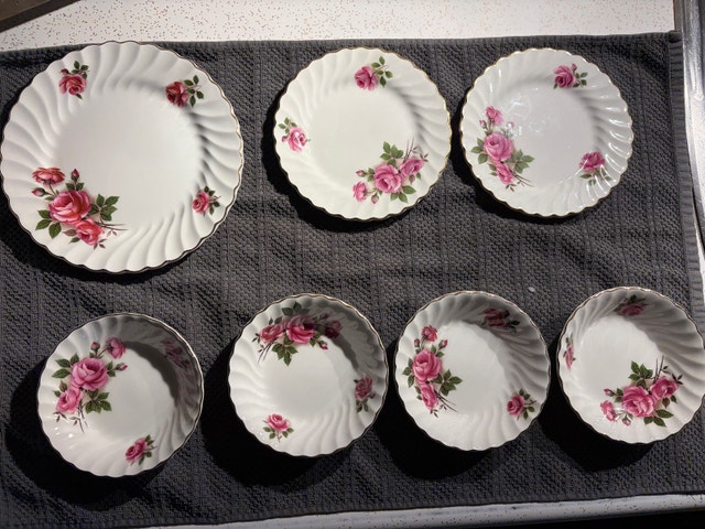 Vintage Johnson Brothers Rose Swirl Ironstone Plates/Bowls