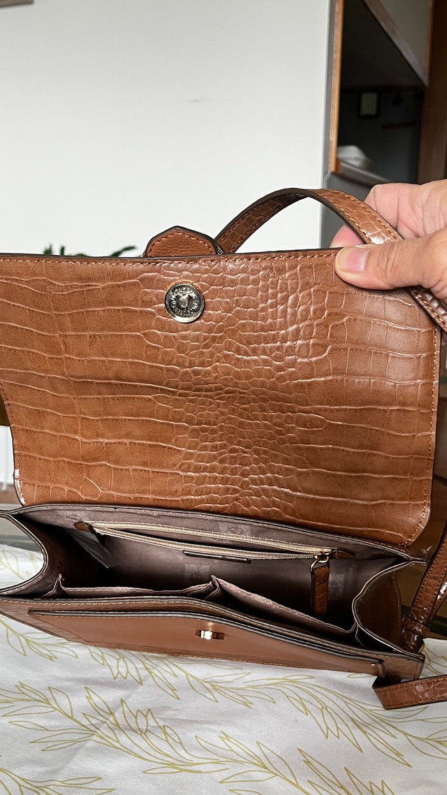 Stylish Brown Crocodile-Pattern Handbag/Crossbody Bag - photo 3