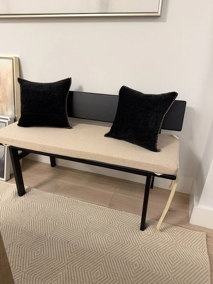 Solid Wood Entryway Bench w/ 2 Custom Cushions - photo 2