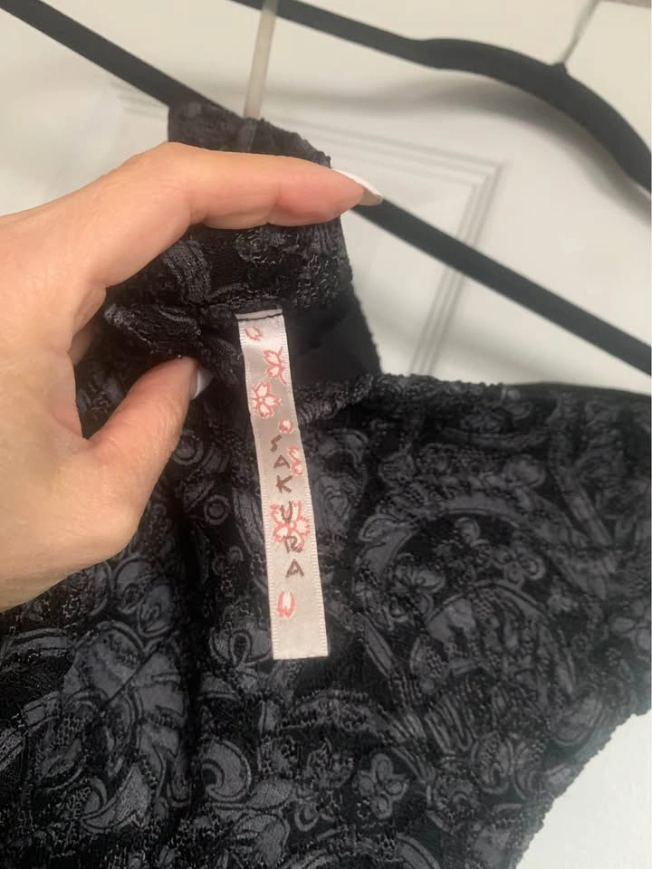 Sakura Black Lace Strapless Mini Dress. XS - photo 3