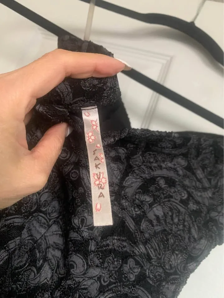 Sakura Black Lace Strapless Mini Dress. XS - photo 3
