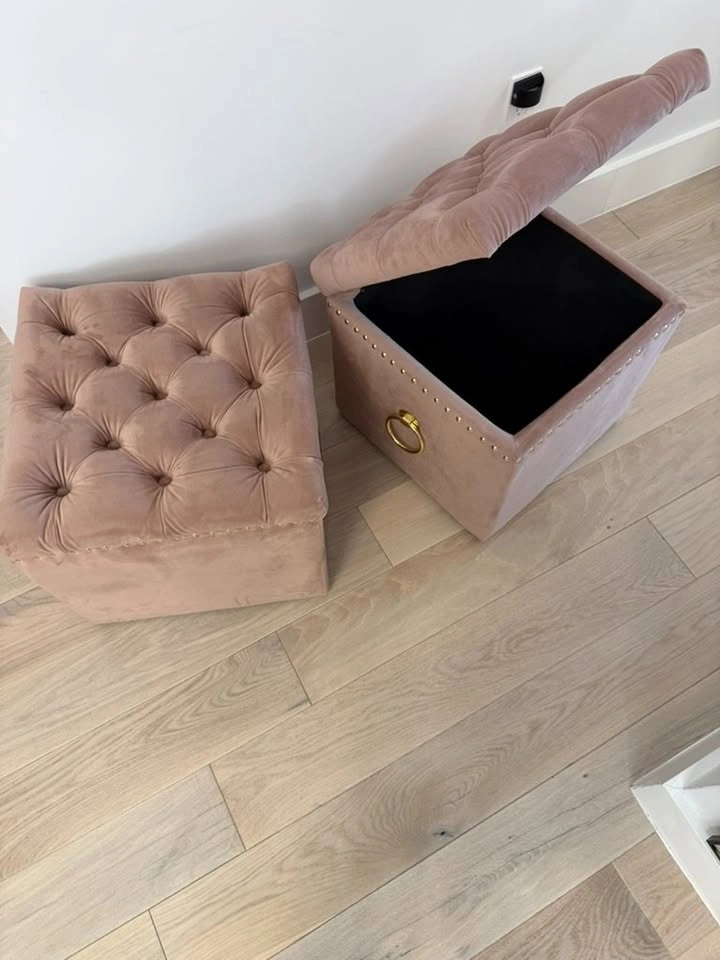 Velvet Storage Ottoman Set of 2, Pink - photo 2