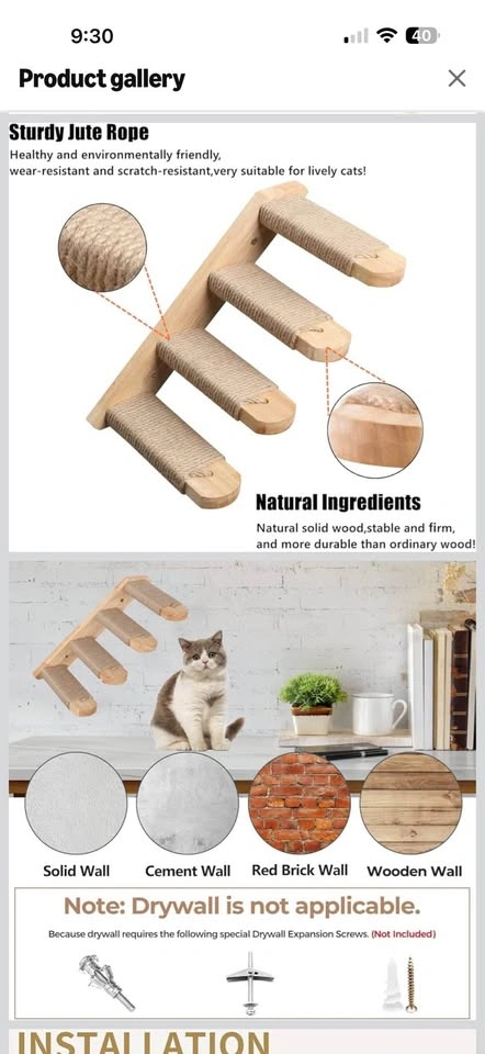 2 Packs Cat Wall Mounted Cat Steps Furniture - photo 5