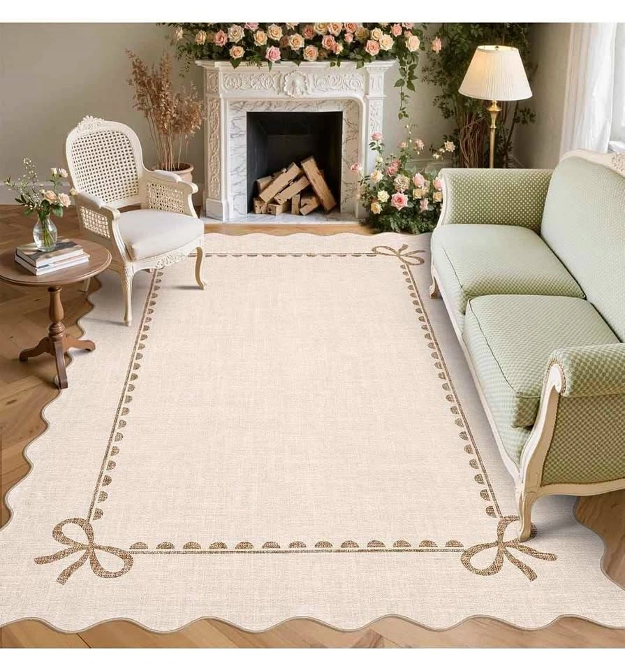 Scalloped Bow Rug - Beige 8x10