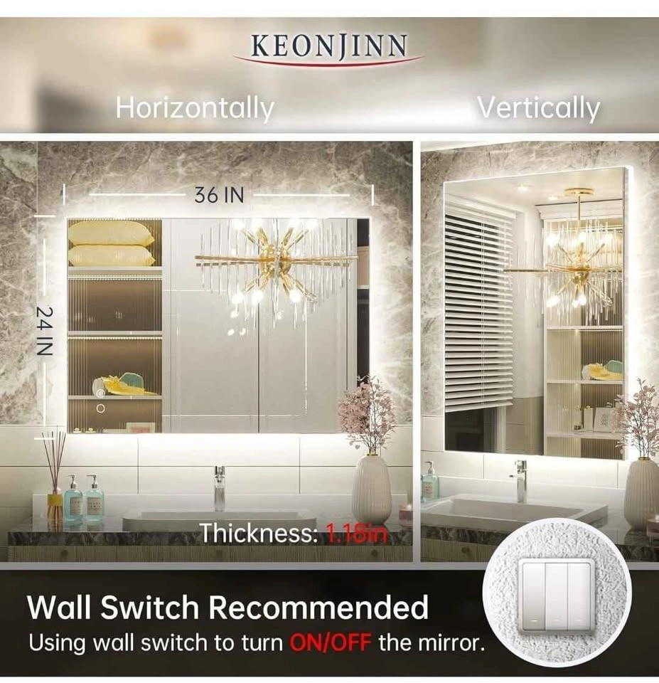 Keonjinn 24x36 LED Bathroom Mirror - photo 5