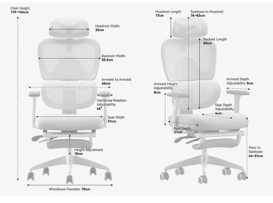 Ergonomic Office Chair with Footrest - Gray - photo 3