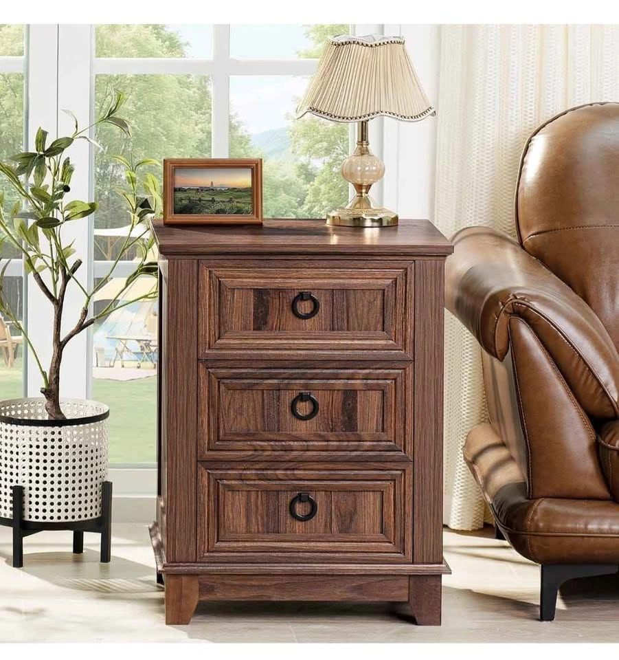 Farmhouse Nightstand - 18 Inch End Table with 3 Drawers - photo 2