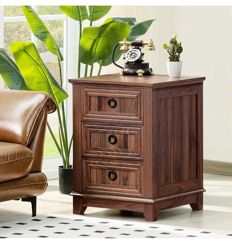 Farmhouse Nightstand - 18 Inch End Table with 3 Drawers - photo 3
