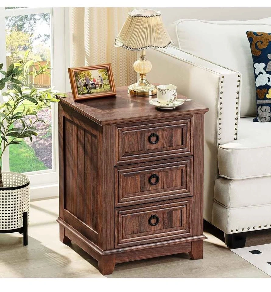 Farmhouse Nightstand - 18 Inch End Table with 3 Drawers - photo 4