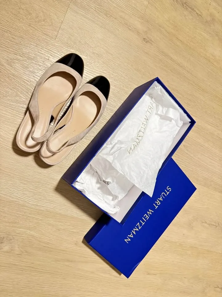 Stuart Weitzman Addy Suede & Patent Leather Slingback Pumps
