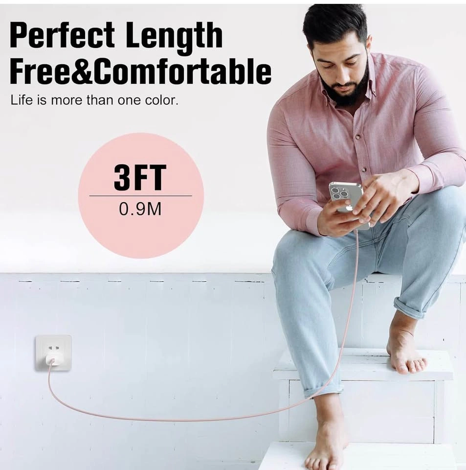 3-Pack Pink USB-C to USB-C Fast Charging Cables (3ft) - photo 2