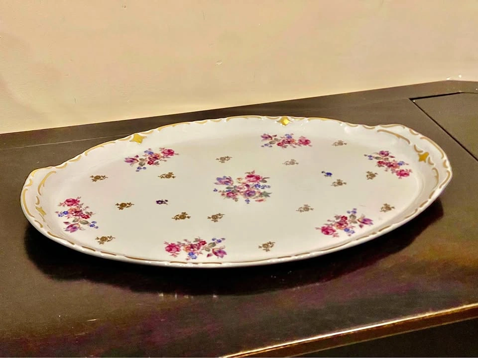 Rare Reichenbach Floral Gold Trim 20" Tray