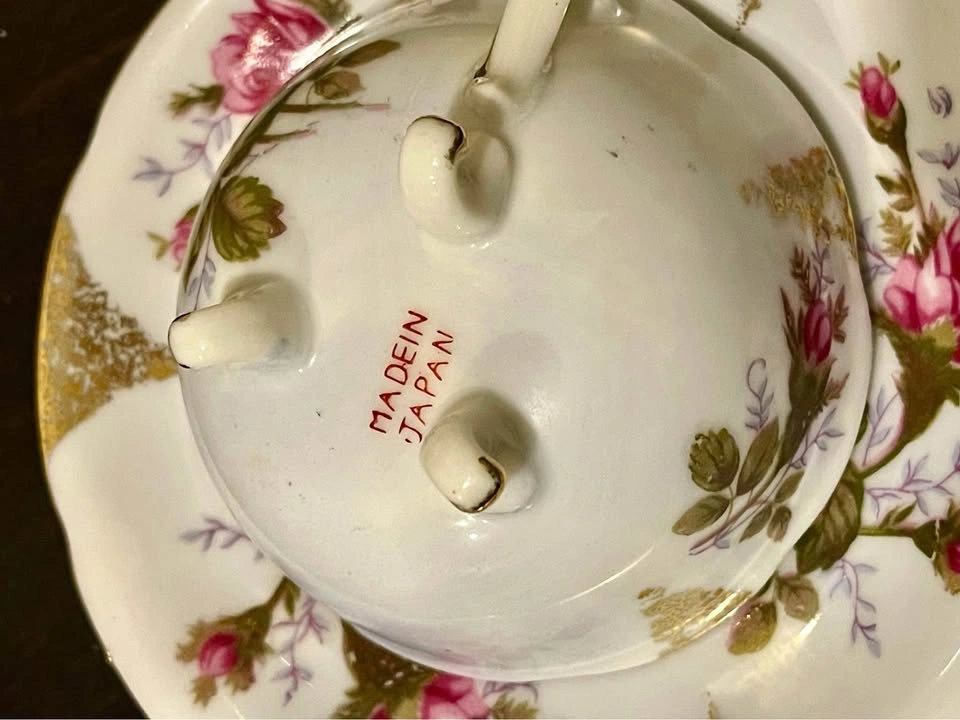 Rare vintage small teacup, gold trim, flowers, light blue, Japan - photo 3