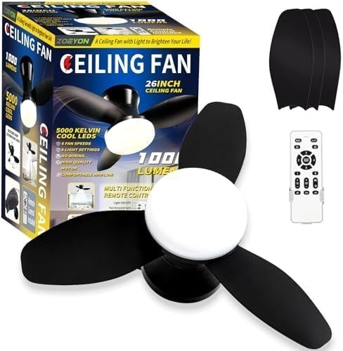Flush Mount Ceiling Fan with Light - 26" - photo 3