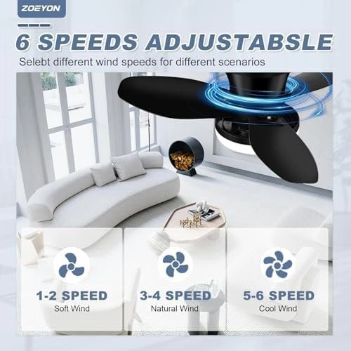 Flush Mount Ceiling Fan with Light - 26" - photo 4