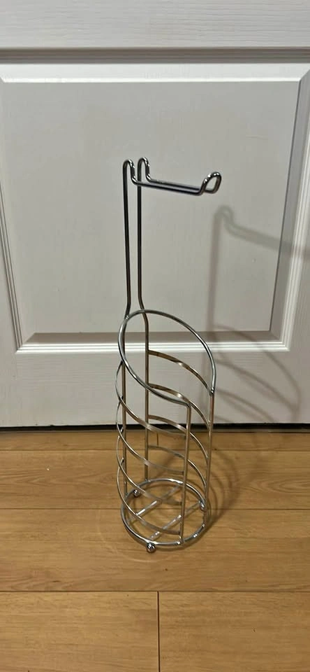 Chrome Free Standing Toilet Paper Holder with Storage