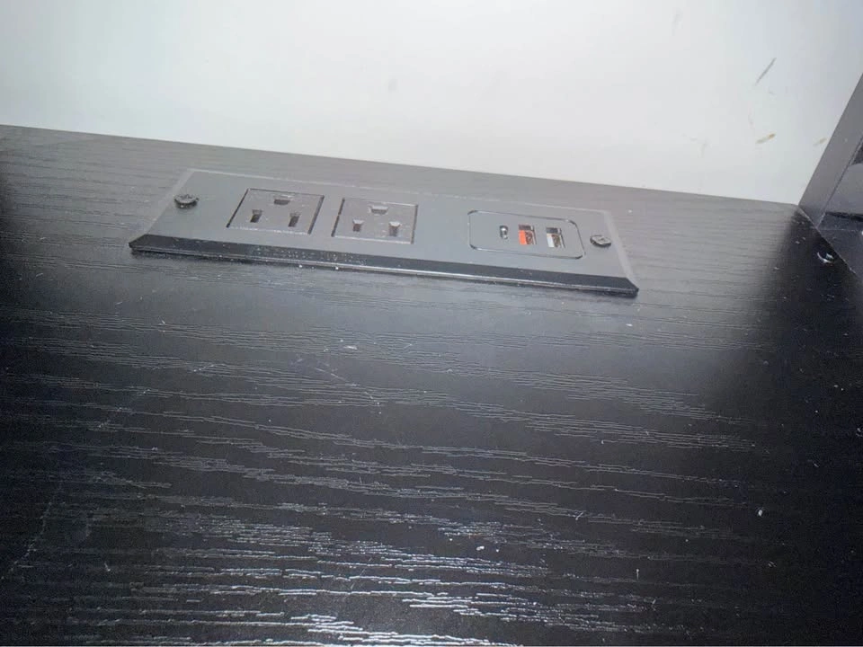 Black Nightstand with Charging Station and Locking Cabinet - photo 5