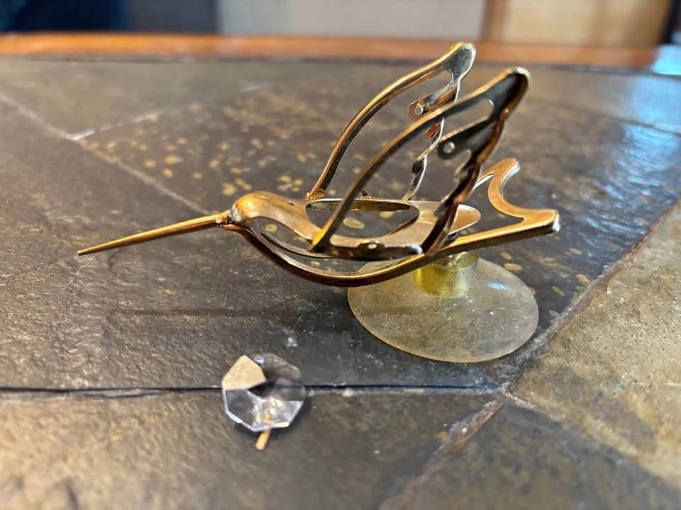 24K Gold Plated Hummingbird Sun Catcher Vintage