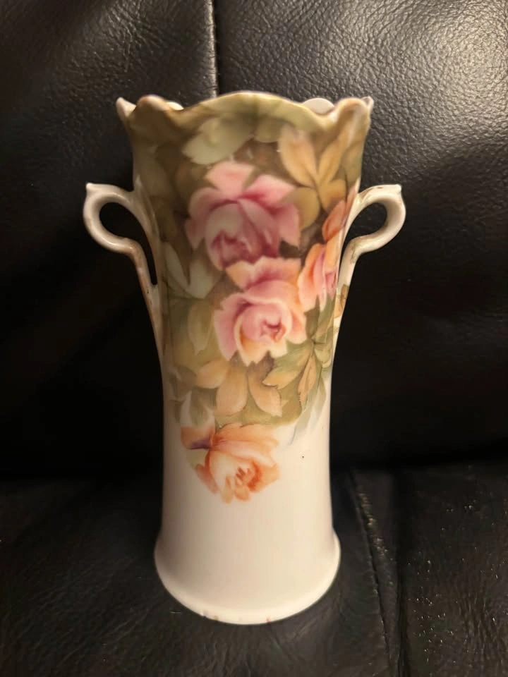 Porcelain Roses With Vase Made In Germany Vintage - photo 2