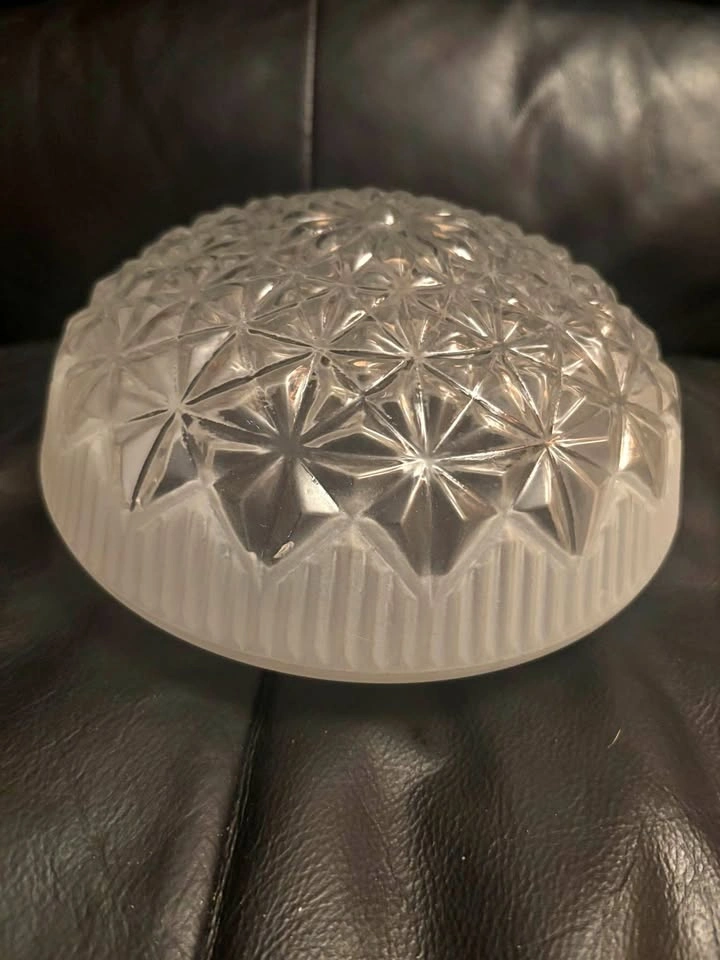 Light Ceiling Glass Fixture Shade With Diamond Quilt Cut Pattern