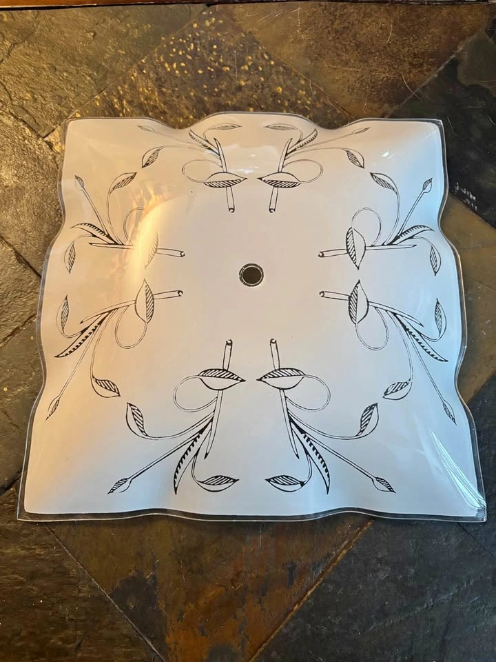Vintage Glass Lamp Shade Ceiling 11.5"Sq