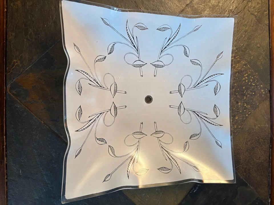 Vintage Glass Lamp Shade Ceiling 11.5"Sq - photo 2