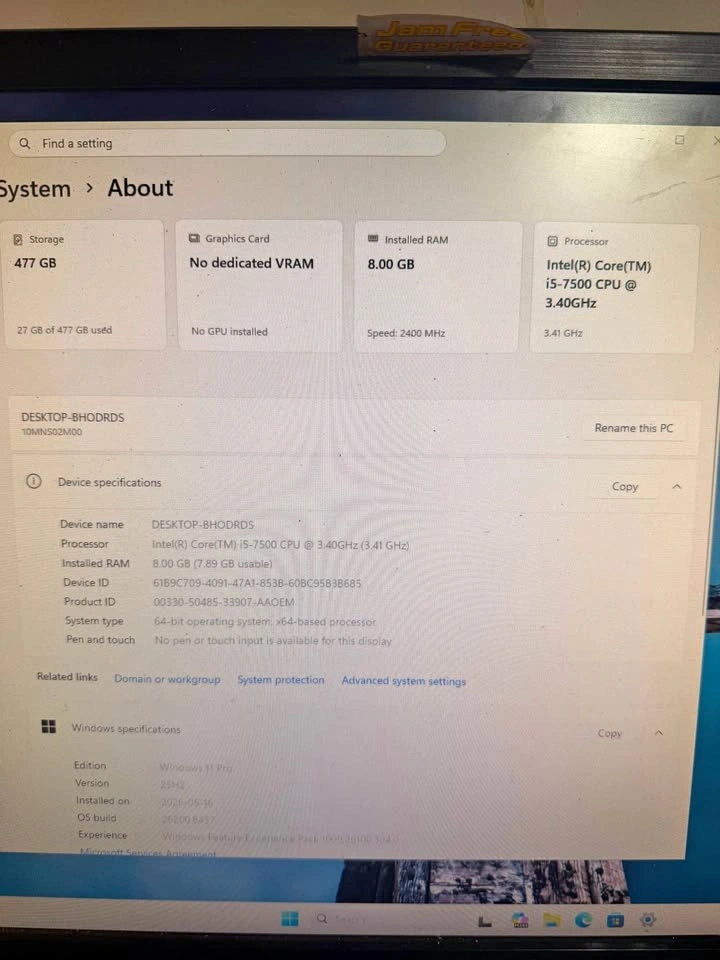 Lenovo ThinkCentre Desktop PC – i5-7th Gen • 8GB RAM • Win 11 Pr