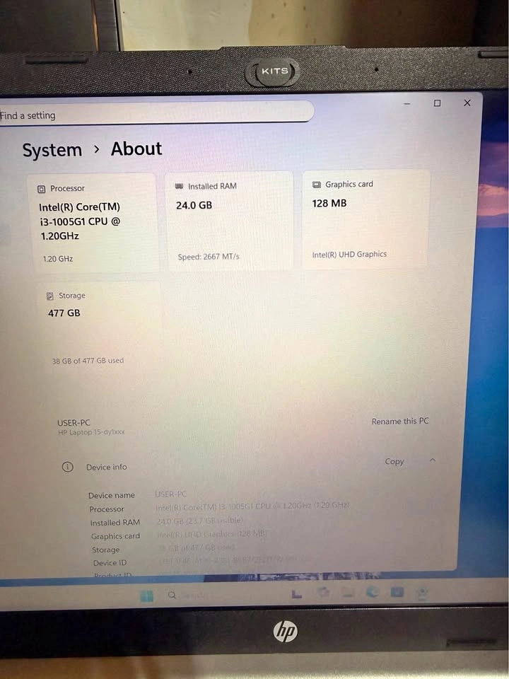 HP 15 Laptop – 10th Gen i3 / 24GB RAM / 512GB SSD / Win 11