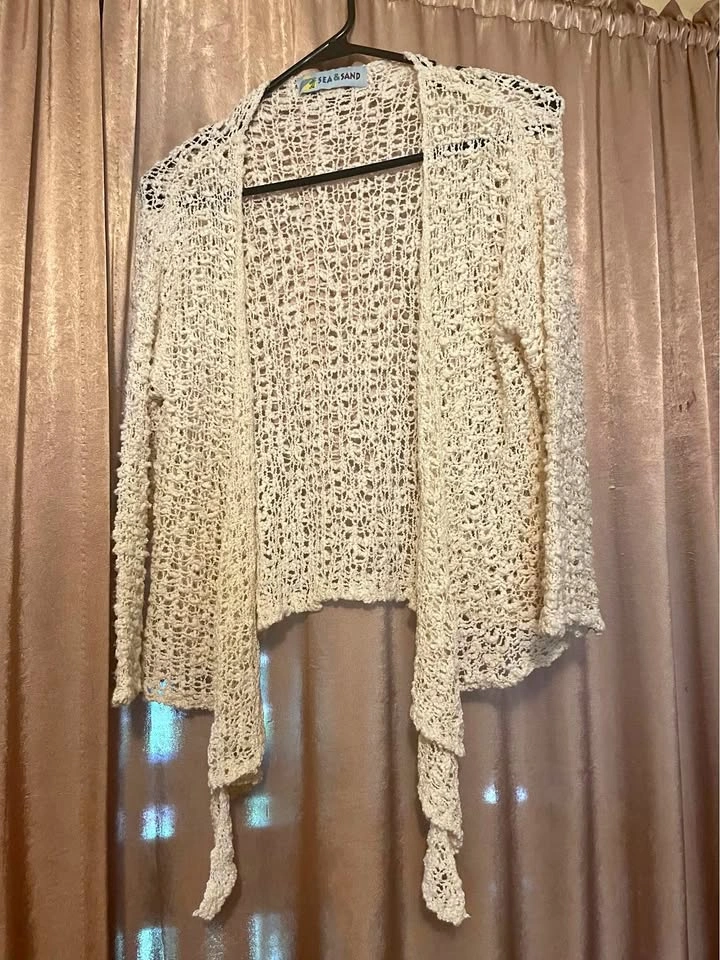 Cream Crochet Summer Sweater