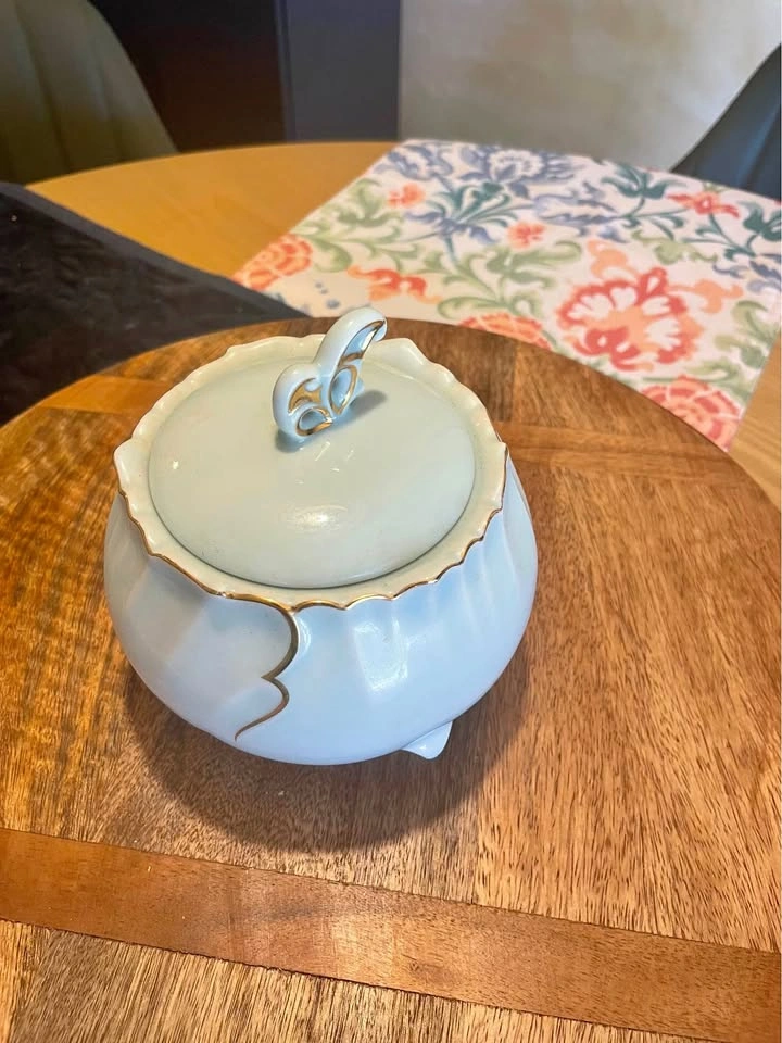 Vintage Celadon Porcelain Lidded Jar / Censer