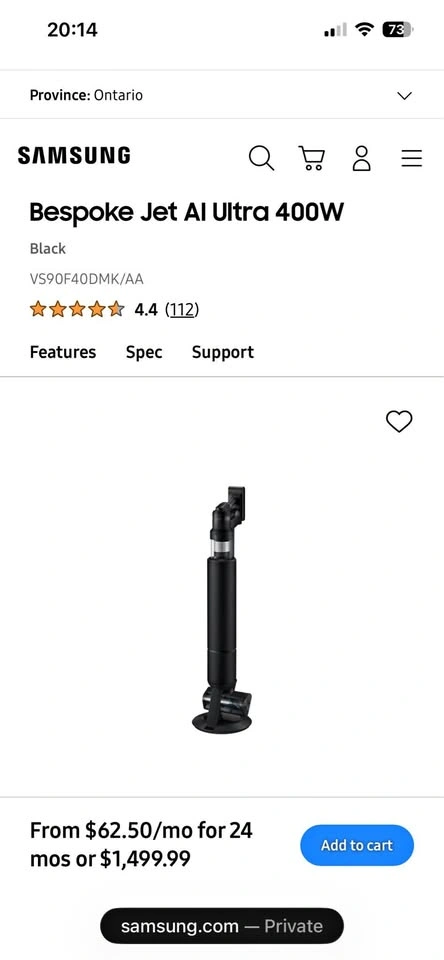 Samsung Bespoke AI Jet Ultra 400W Cordless Vacuum