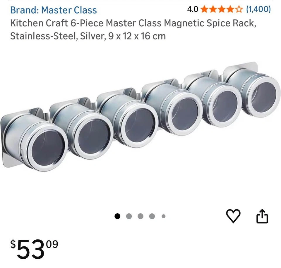Kamenstein Magnetic Rack with 6 Canisters, New in Box - photo 2