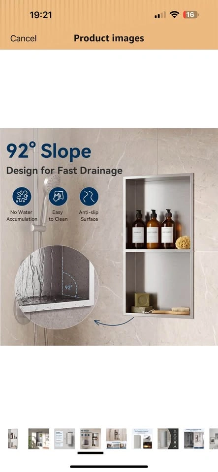 Shower Wall Niche 12" X 24" Double Shelves - photo 3