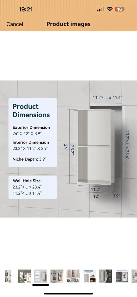 Shower Wall Niche 12" X 24" Double Shelves - photo 4