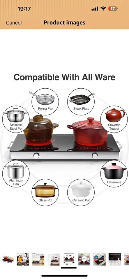 VBGK Electric Cooktop - 12 Inch Double Induction