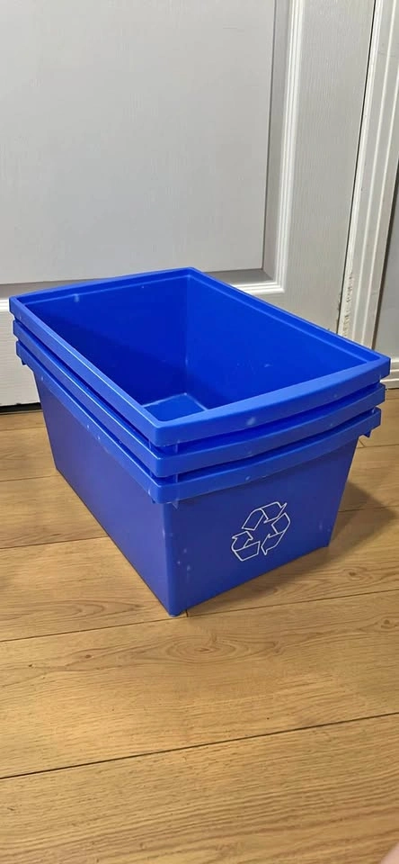 3 Blue Recycling Bins - 17L (Made in Canada)