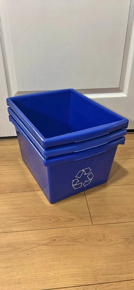 Storex Blue Recycle Bins, Set of 3