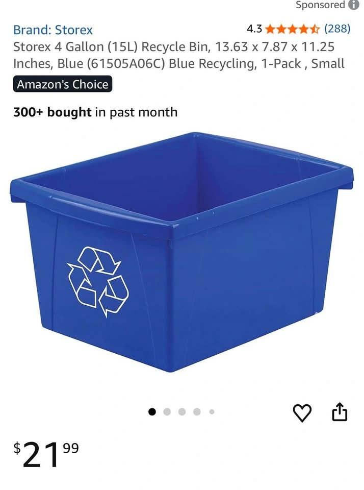Storex Blue Recycle Bins, Set of 3 - photo 2