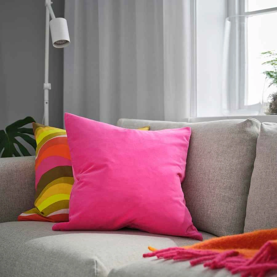 IKEA SANELA Velvet Cushion Cover - Bright Pink | 50x50cm - photo 2