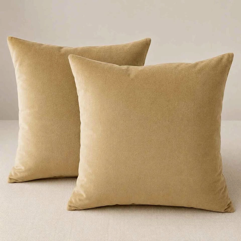 2 IKEA SANELA Velvet Cushion Covers 26"x26" Beige-Yellow