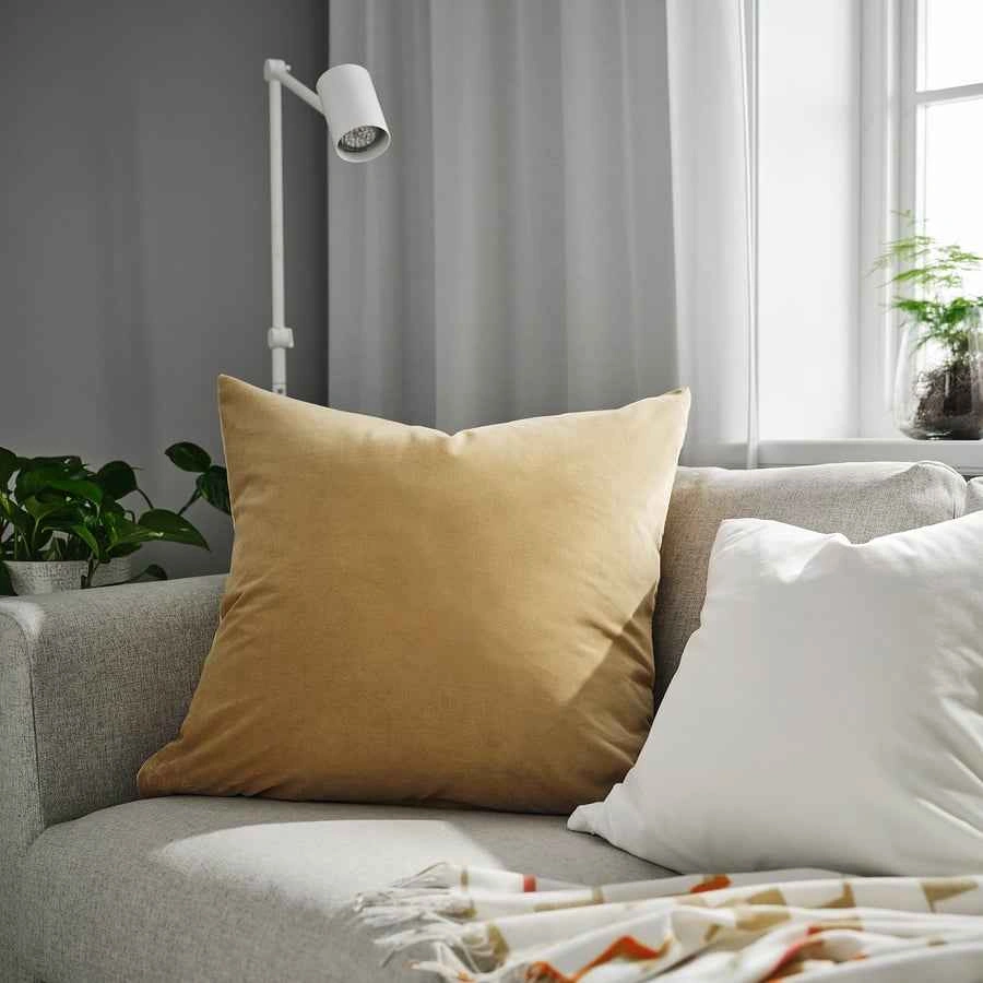 2 IKEA SANELA Velvet Cushion Covers 26"x26" Beige-Yellow - photo 5