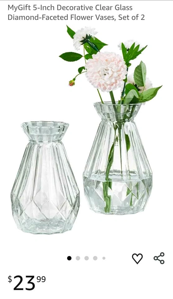 BNIB Set of 2 Designer MyGift Diamond Vases - photo 2