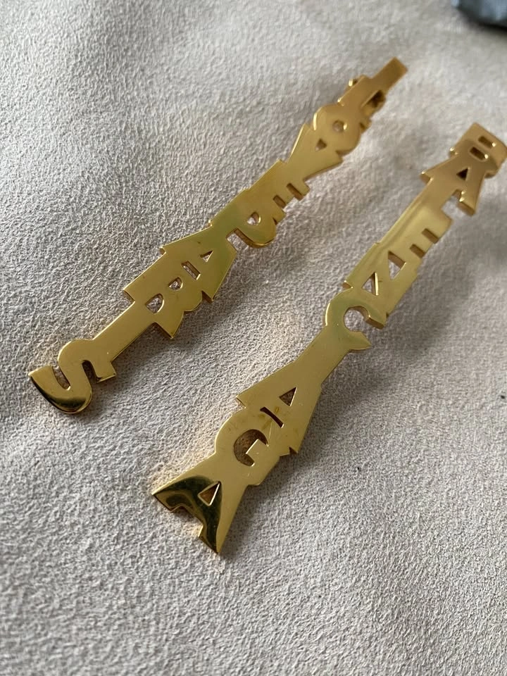 BALENCIAGA Gold Mismatched "I Love Paris" Drop Earrings - photo 3