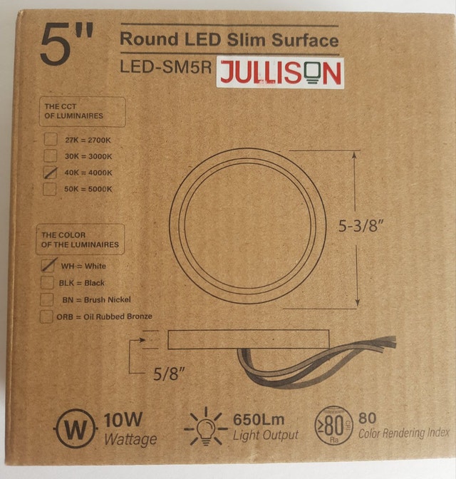 5" Round LED Slim Surface Light - White, 4000K - photo 3