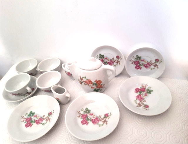 Kids - Mini Porcelain Tea Set with Floral Design